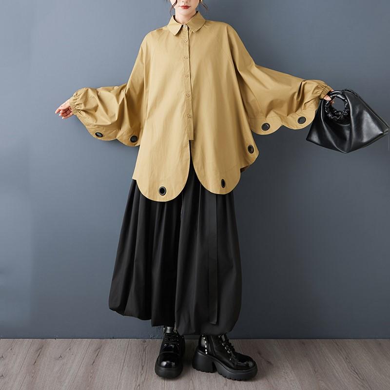 Long Sleeve Oversized Shirts & Blouses for Blouse Casual Loose Spring Autumn Tops Women Button Up Shirt