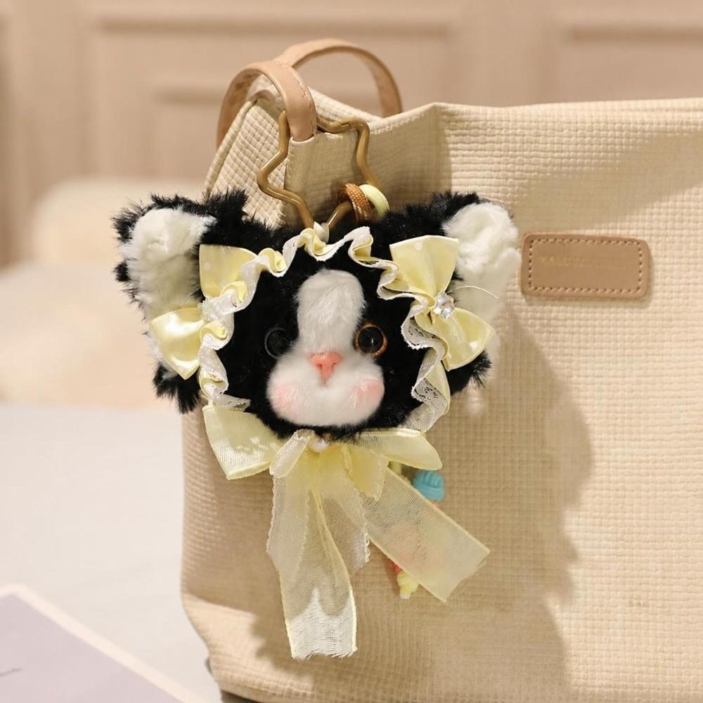 Vintage Cat Keychain Soft Plush Bag Charm Fashion Plush Doll  Girl Gift