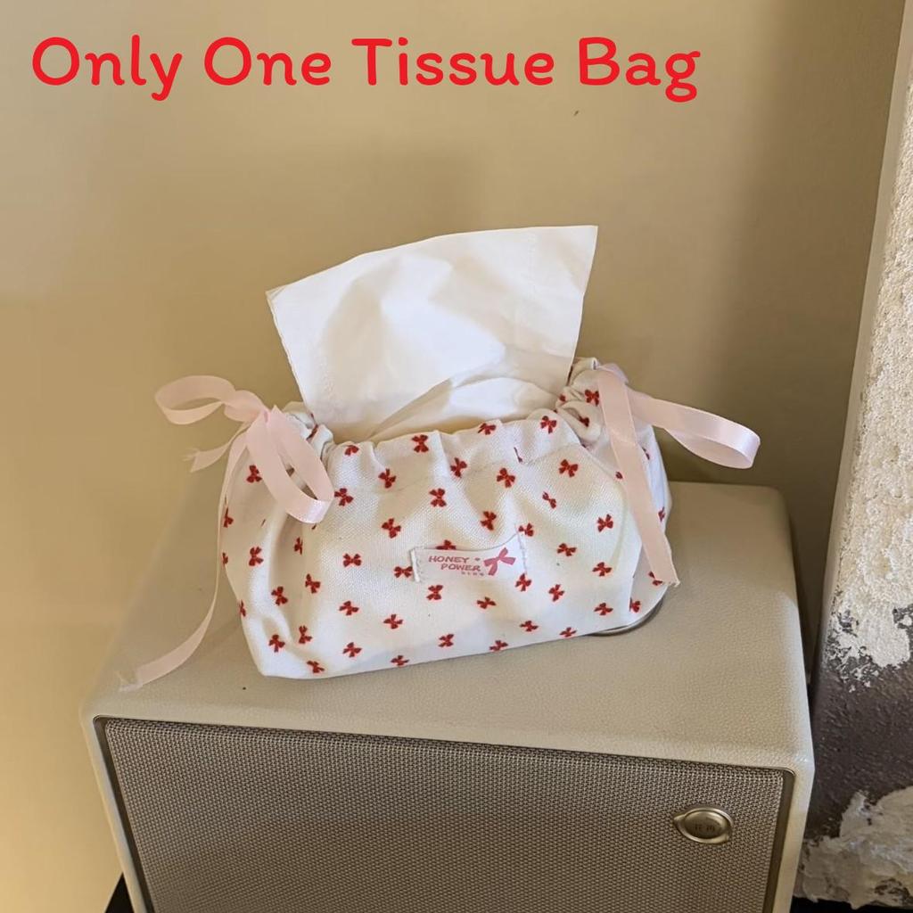 Style Floral Cloth Tissue Box Cover With Drawstring Organizer For Car And Home Decor