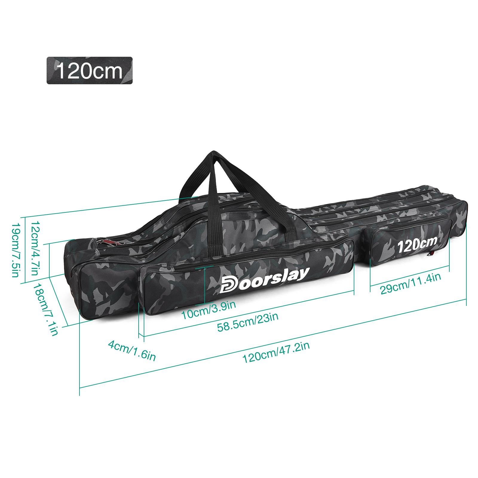 Sac de rangement pour canne à pêche à 3 couches, sac de rangement portable et pliable pour canne à pêche pour la pêche, le camping et la randonnée 120cm camouflage