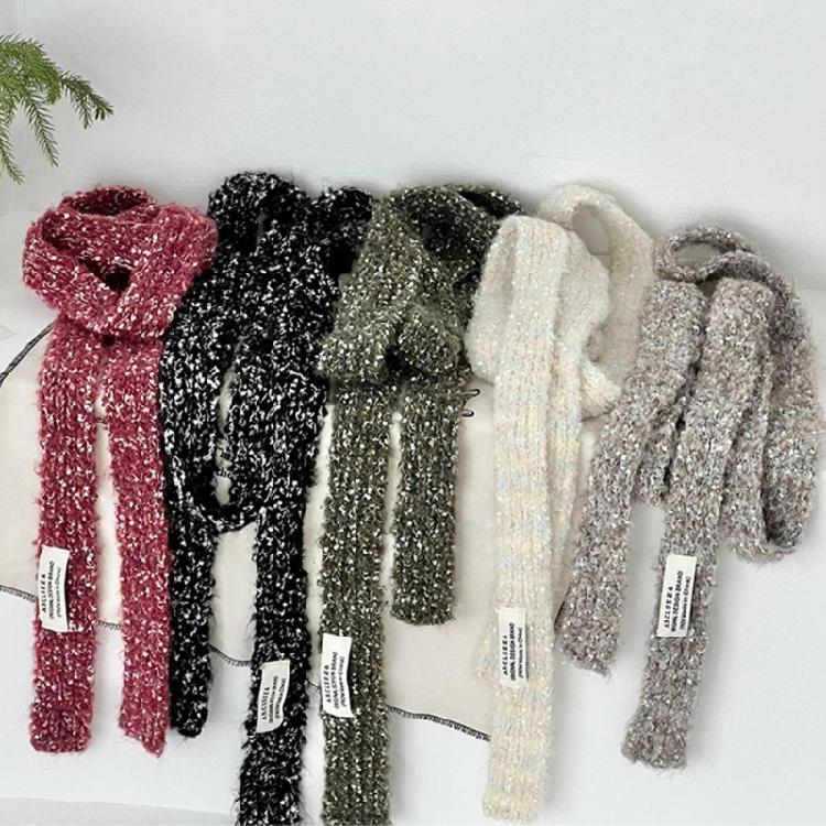 Women Skinny Scarf Thin Choker Knit Belt Long Tie Scarf Bag Handle Wrap