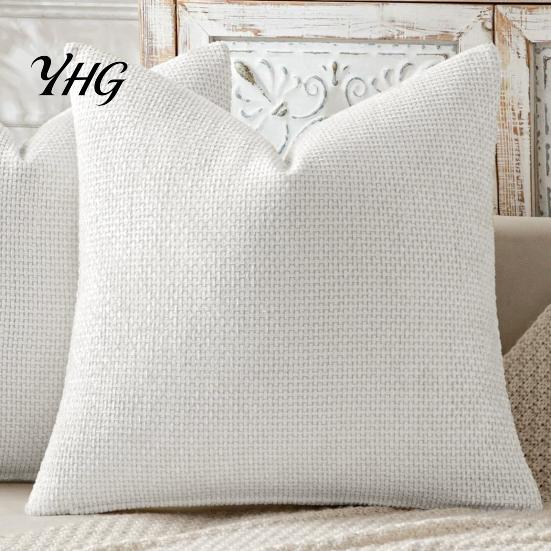 Invisible Zipper Pillow Case Weave Texture Cushion Case, Chenille Throw Cover, Solid Color Cover Durable Decorative Covers with for Living Room