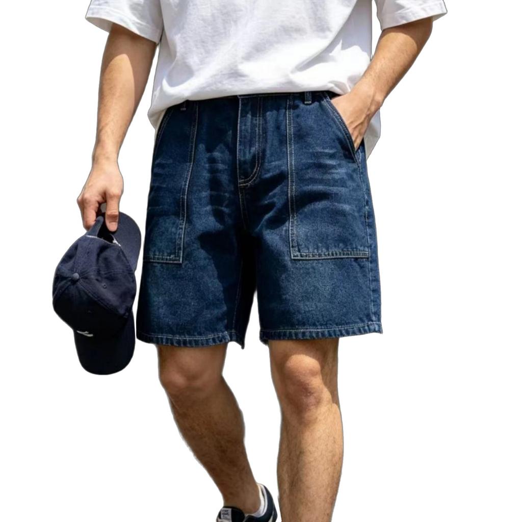 Men's Street Fashion Casual Pockets Denim Shorts - Men's Comfortable, Versatile, Stretchable, Waist-Controlling Lace-Up Denim Pants