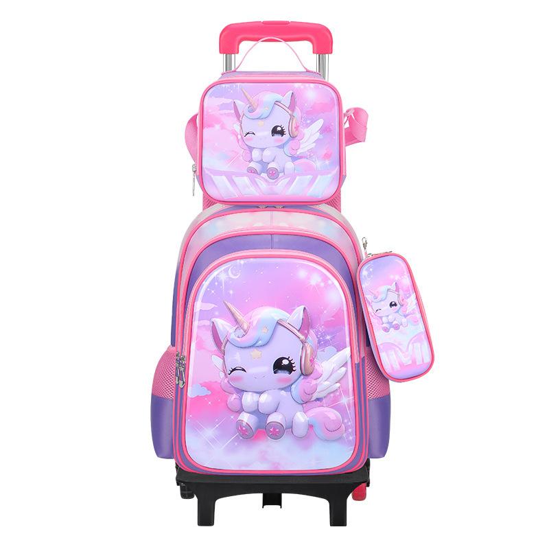 Elementary School Students Can Pack Tie Rod Schoolbag Lunch Bag Pencil Bag Three-Piece Set Children S Cute Cartoon Backpack three-piece school bag only bag