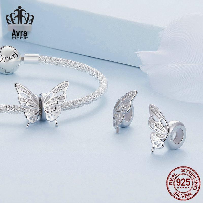 Butterfly Silicone Spacer Beads S925 Sterling Silver DIY Jewelry BSC823