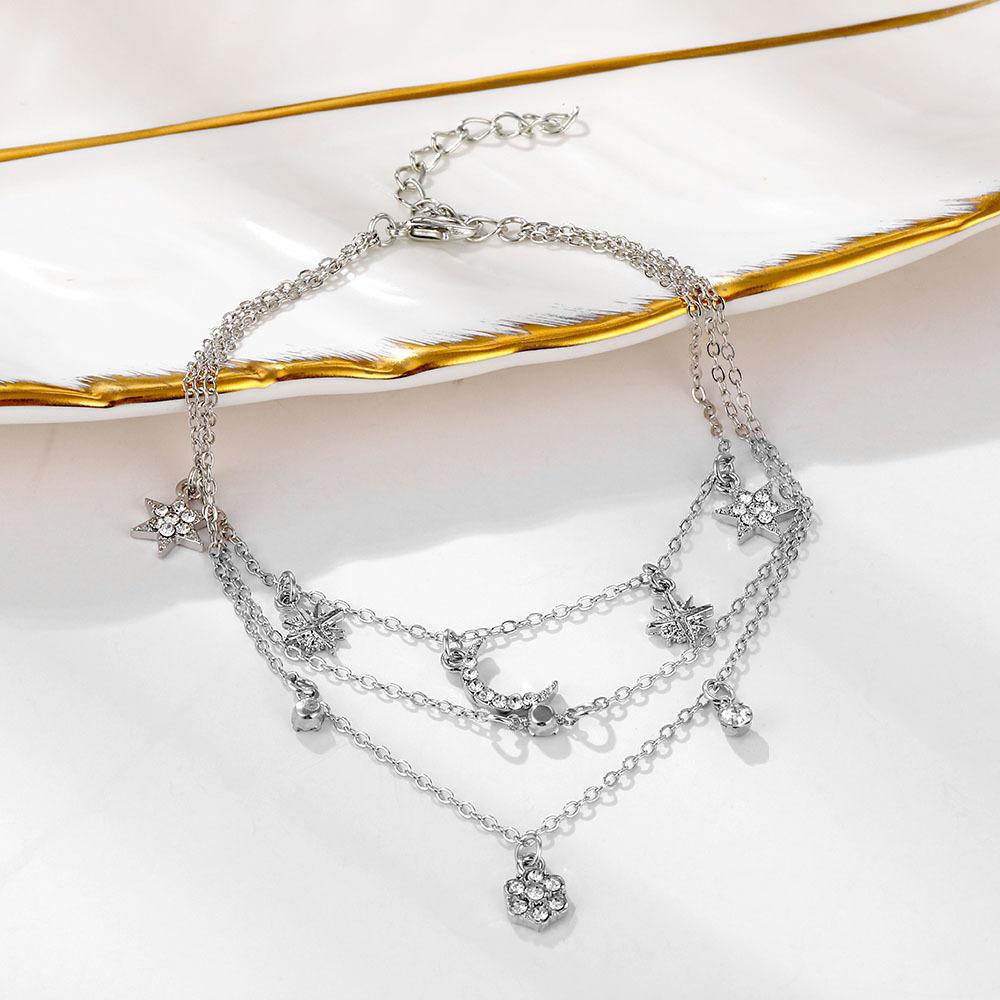 Anklet Retro Bohemian Multilayer Anklet Women's Fashion Sun Pendant Anklet