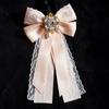 Butterfly Bow Dress Collar Brooch With Pearl Accents For Women