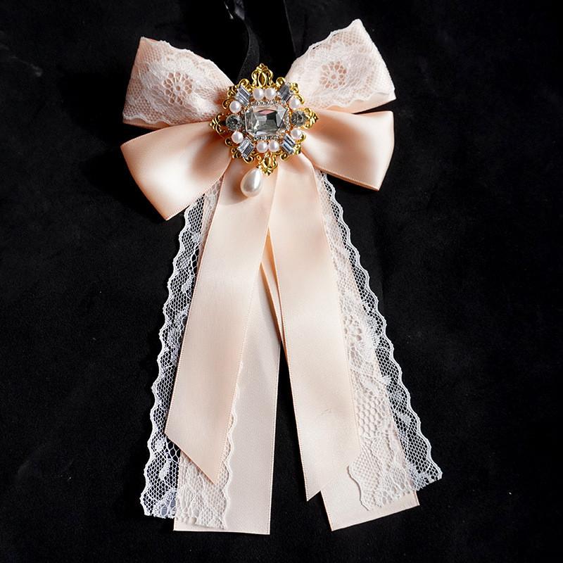 Butterfly Bow Dress Collar Brooch With Pearl Accents For Women