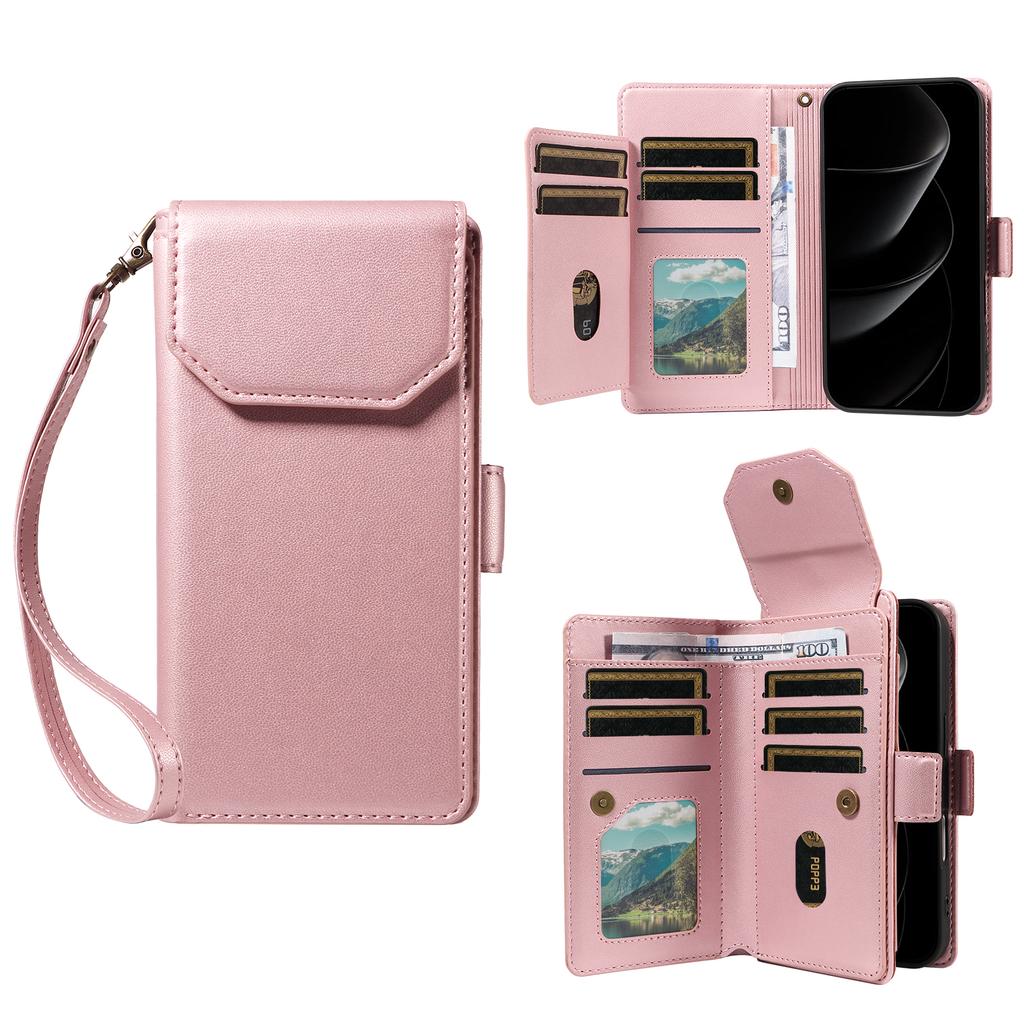 Luxury Magnetic Card Solt Wallet Flip Leather Phone Case For iPhone 17 Pro Max 16 Plus 15 14 13 12 kickstand Book Strap Cover