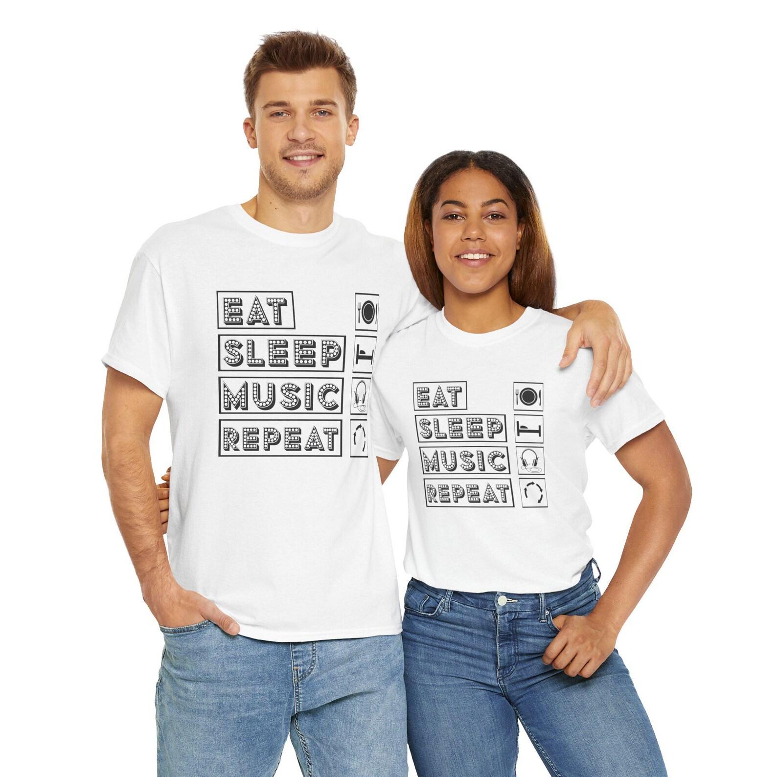Eat Sleep Music Repeat T-Shirt: Unisex Music Lover Gift L
