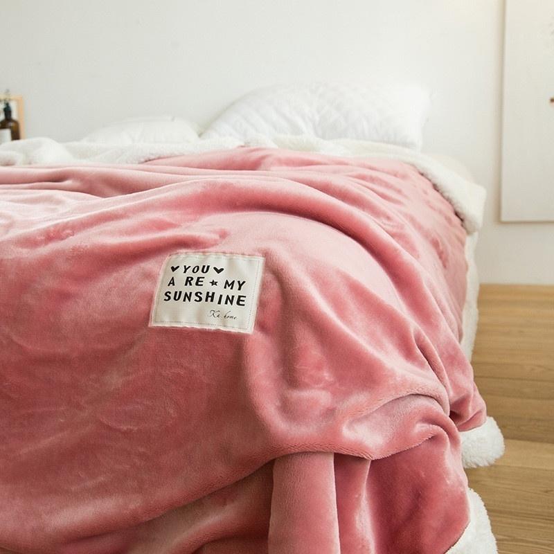Super Soft Solid Color Double Thick Lambs Fleece Flannel Blanket Air Conditioning Blanket