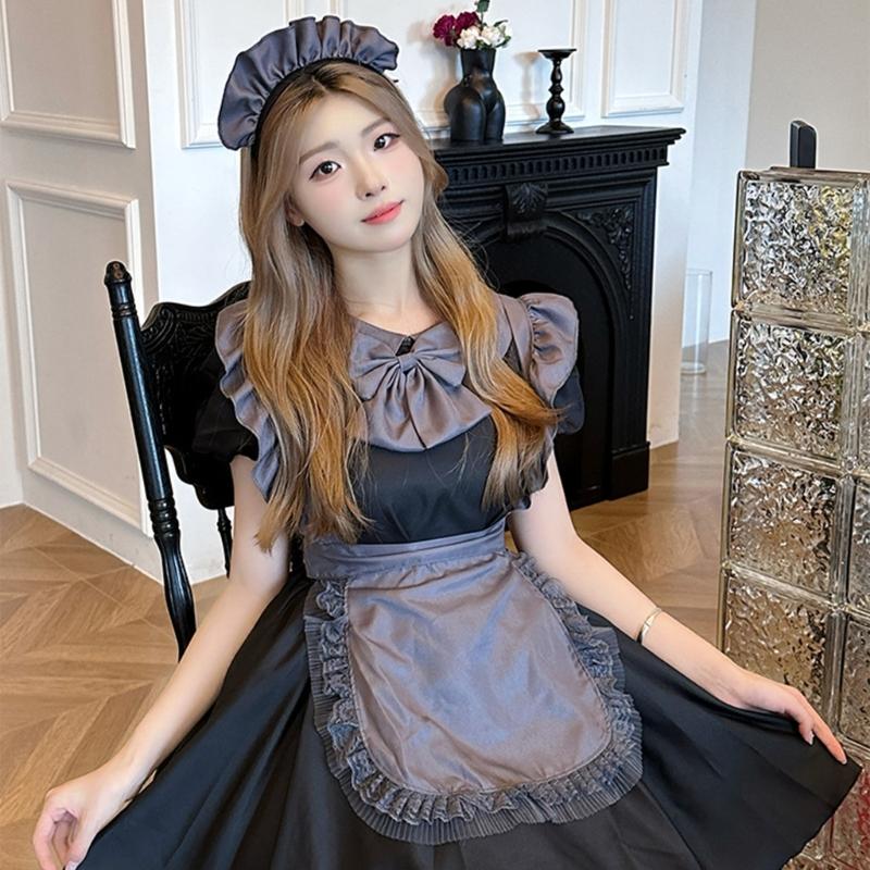 Womens Cosplay Costume Evening Dress Sweet Girl Outfits Cosplay Maid Dress Gothic Fancy Dress Maid Costume Set