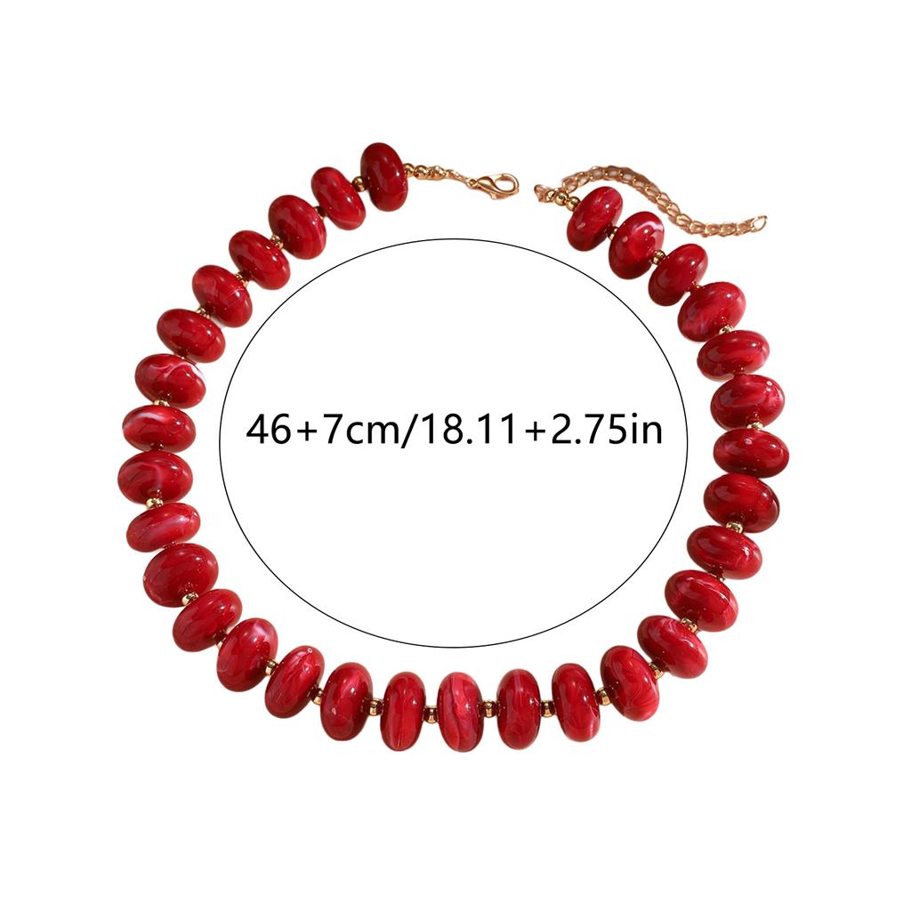 Colorful Beaded Necklace Ethnic Style Retro Design Adjustable Length for Party Stage Performance