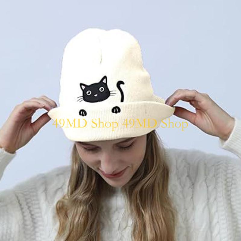 49MD Cartoon Hat Kitten Outdoor Activity School Teens Hat Multicolored Hat