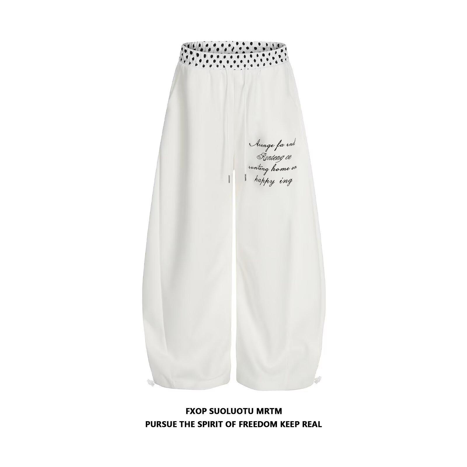 

American Patchwork Polka Dot Loose Fit Casual Wide-Leg Sweatpants L