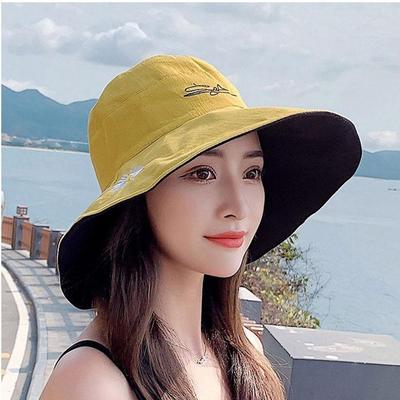 Damenmode Trendiger Alltags-Eimerhut mit beidseitiger Stickerei