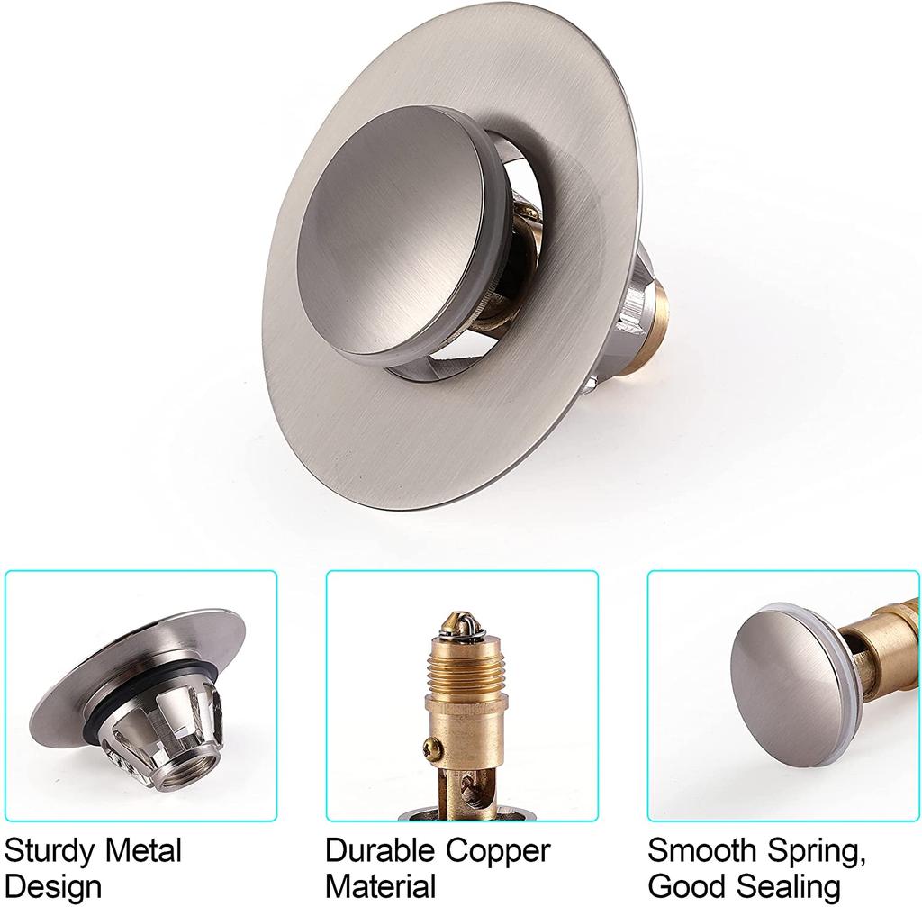 Sink Stopper Bathroom Pop up Drain Brushed Nickel Drain Stopper Strainer with Filter Basket Popular