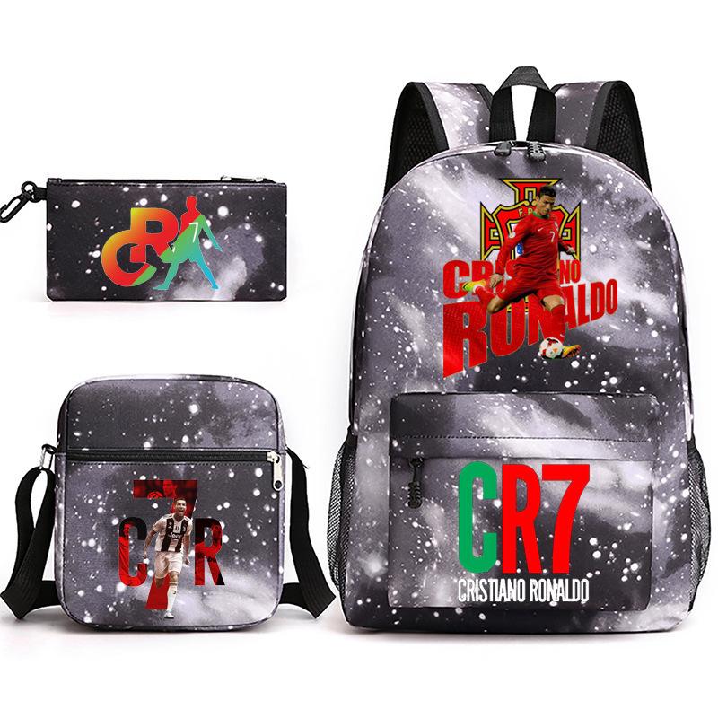 Mochila escolar de gran capacidad con correa para el hombro; set de tres piezas para estuche de lápices de estudiante