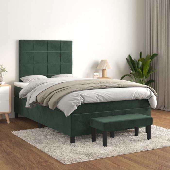 3137836 vidaXL Divan Bed and Mattress Dark Green 120x200cm Velvet