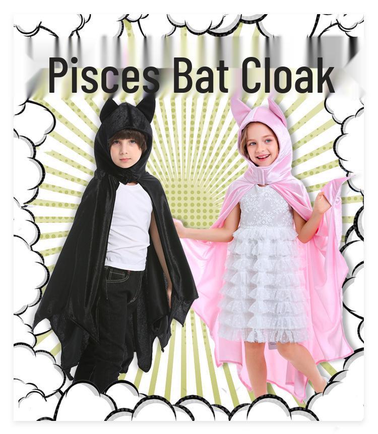 Kids' Halloween Bat Hooded Cape Cloak Vampire Costume