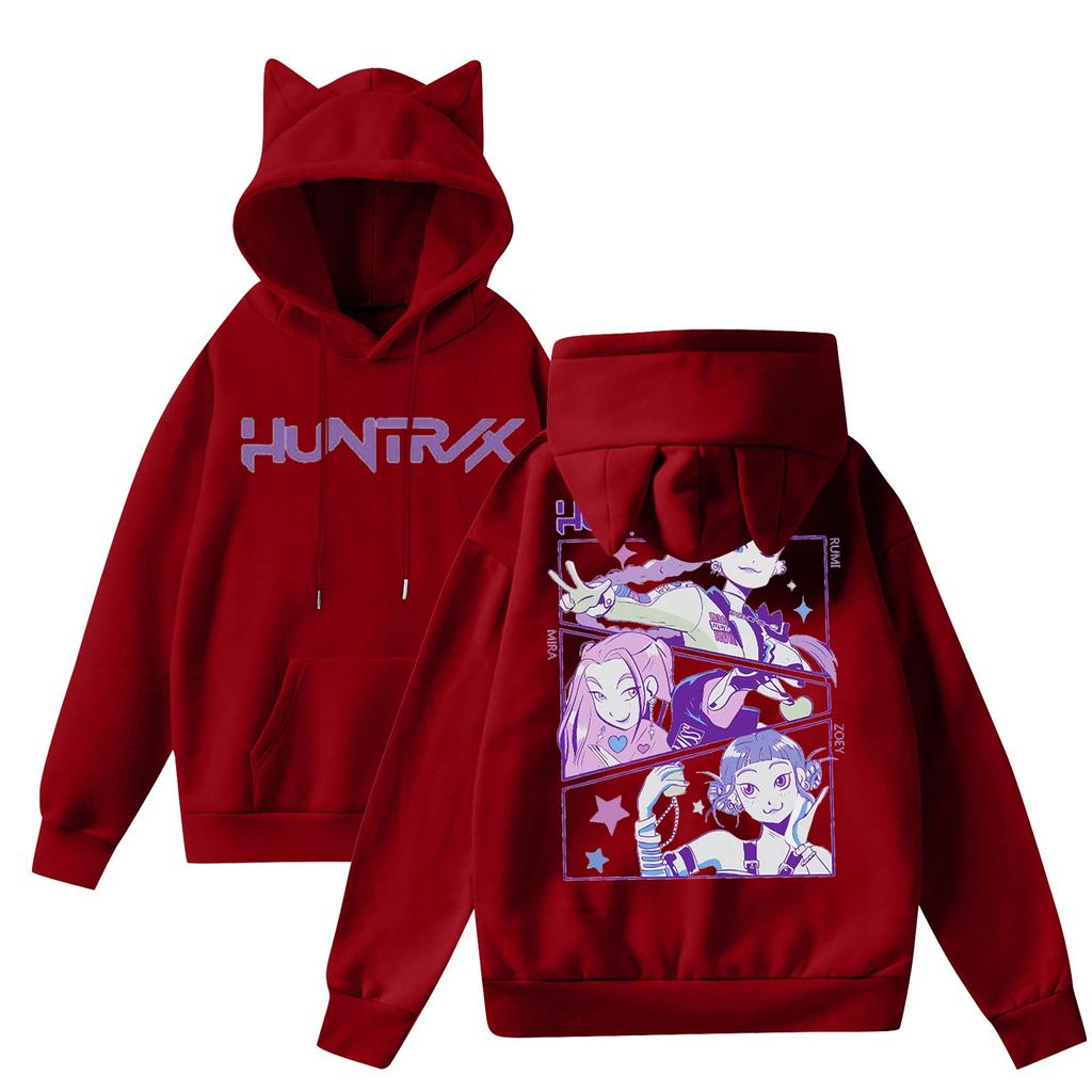 Ladies Fashion Casual Long Sleeve Printed Round Neck Hoodie Pullover Top With  Pockets