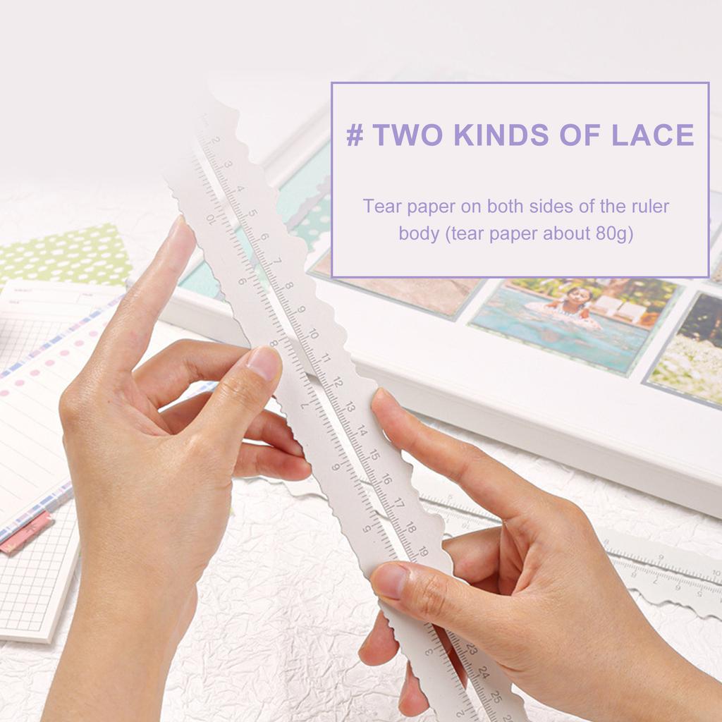 Metal Paper Tearing Ruler Craft Ruler Wavy Line Jagged Irregular Edges Ruler 12Inch Measuring Tool for Cutting Paper