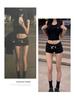 Women's Low-Waist Black Denim Rivet Shorts - 2026 Summer A-Line Trend