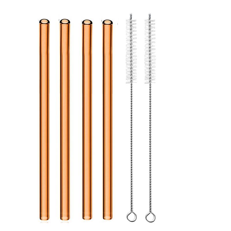 4 szt. 20 cm Szklane Słomki do Picia Wielokrotnego Użytku Kolorowe Szklane Słomki do Napojów Sok Ekologiczne Słomki Koktajlowe Barowe Naczynia do Picia