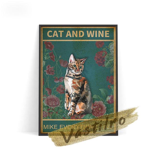 Vintage Wall Art Print Custom Cat Poster Cute Animal Portrait Oil Painting Cat Lover Gift Wallpaper
