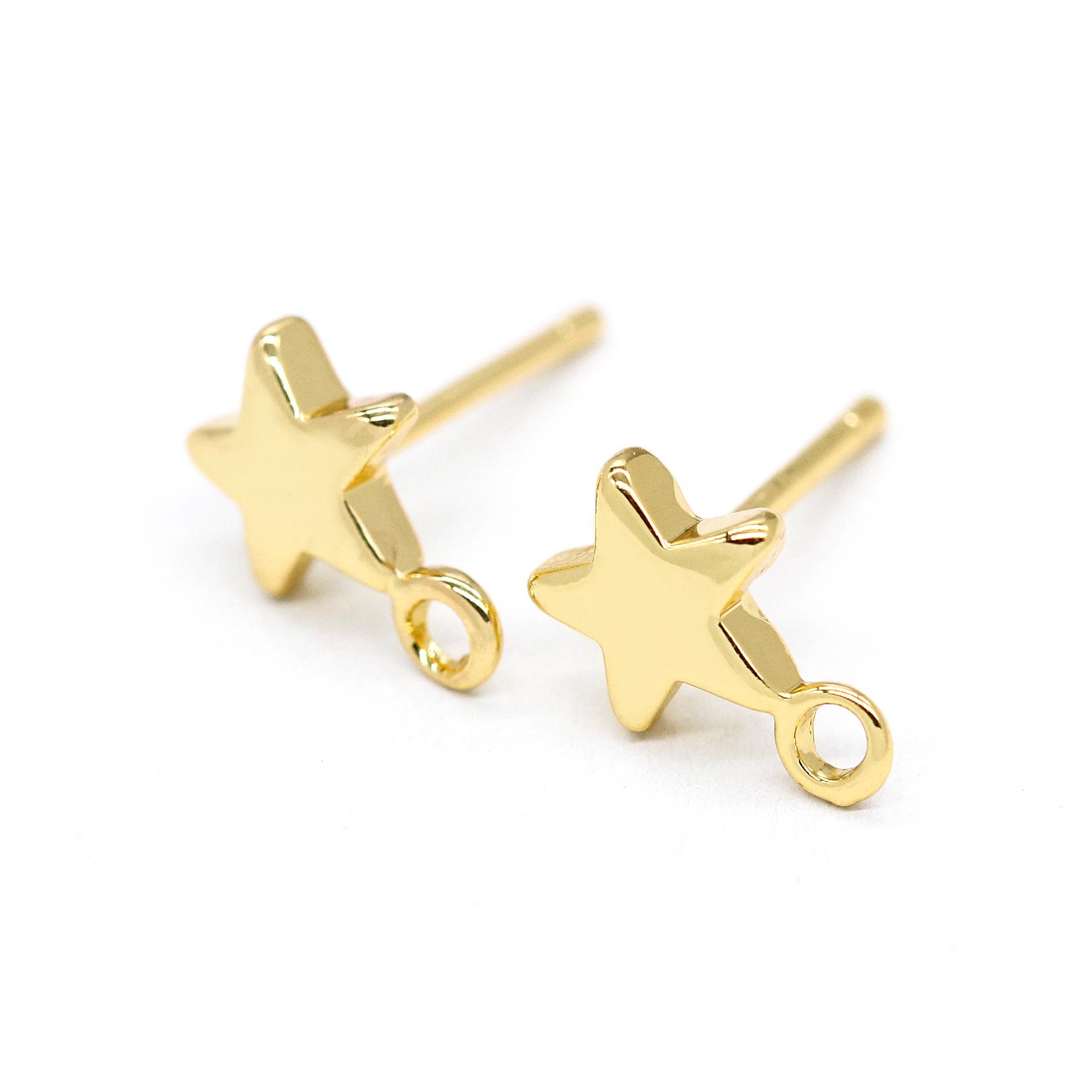 

Серьги-пусеты в виде звезд с покрытием из 14-каратного золота с иглой из серебра 925 пробы - Аксессуары для изготовления украшений своими руками H-1160