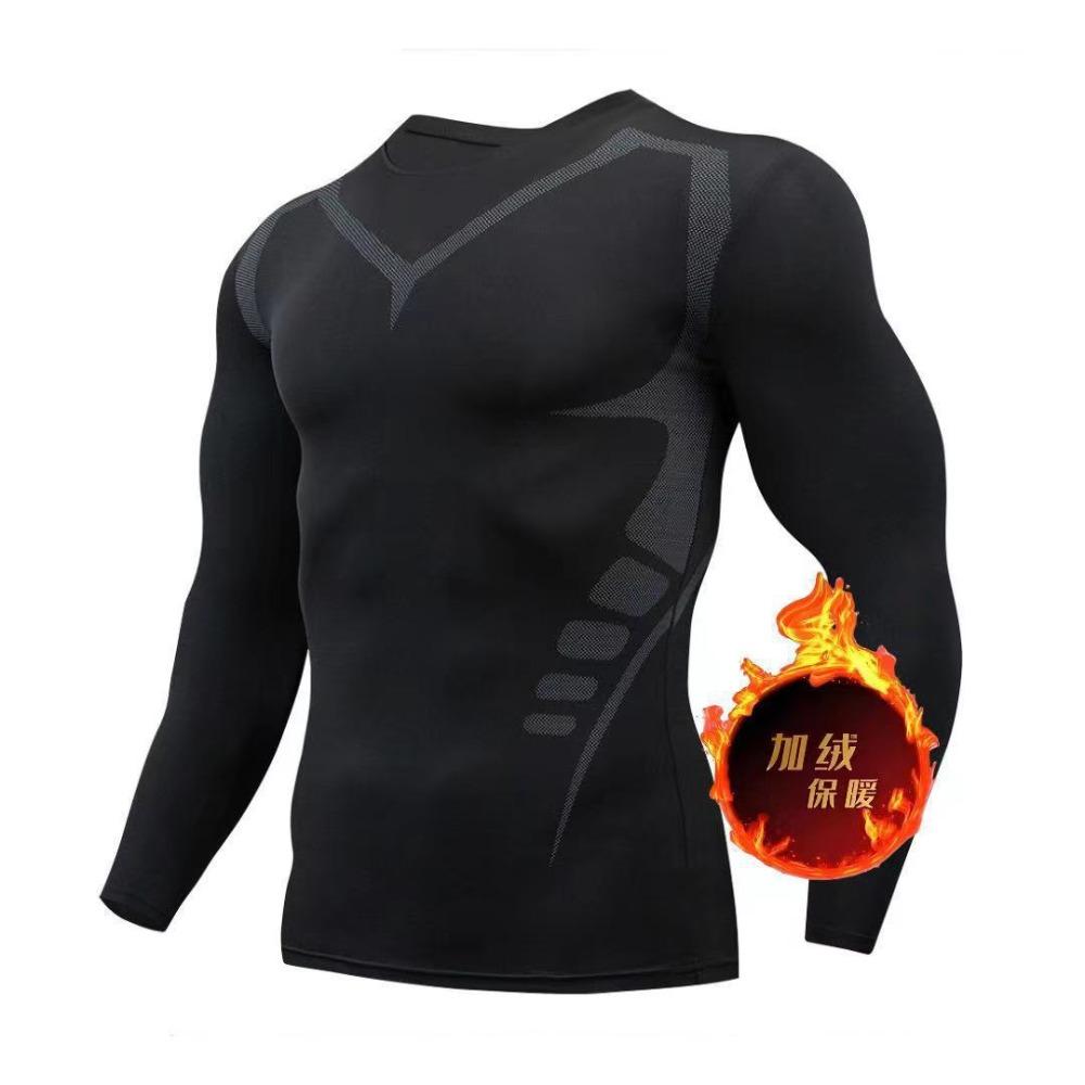 Herren Fleece Thermounterwäsche Set Sport Outdoor Skifahren Basisschicht Fitness Schnelltrocknend Rundhals Lange Unterhosen