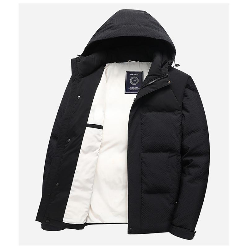 Down Jacket Men's Winter 90 Down White Duck Down Men's Casual Warm Bread Coat Anti-cold Trendy Hooded Short Jacket