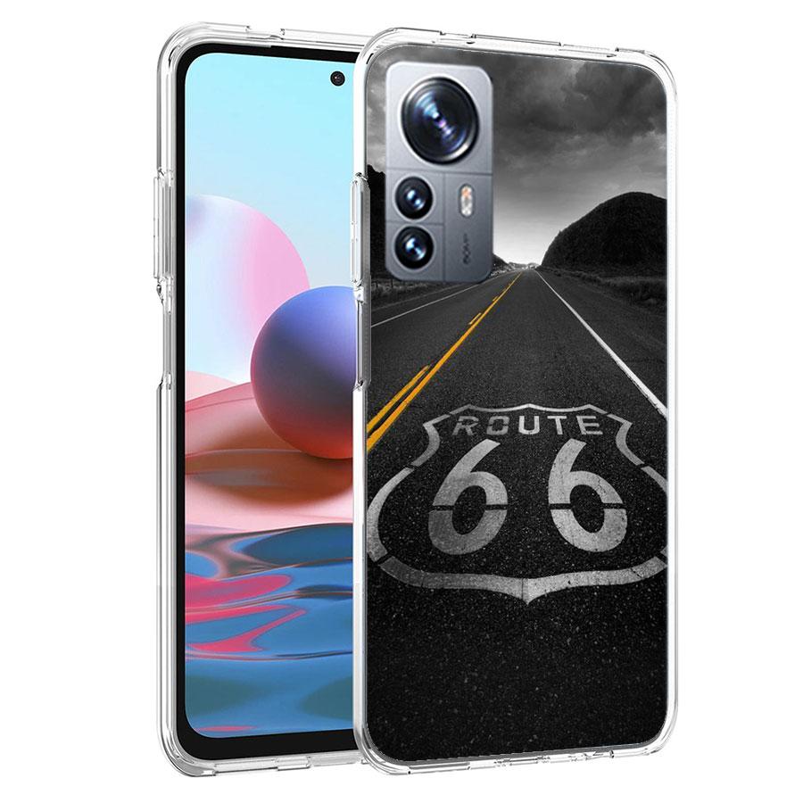 America Route 66 Phone Case For Redmi Note 15 Pro 5G 14 13 12 Pro Plus 11 11T 11E 11S 10 Pro 10S 9 9S Cover Cell Clear with Suit