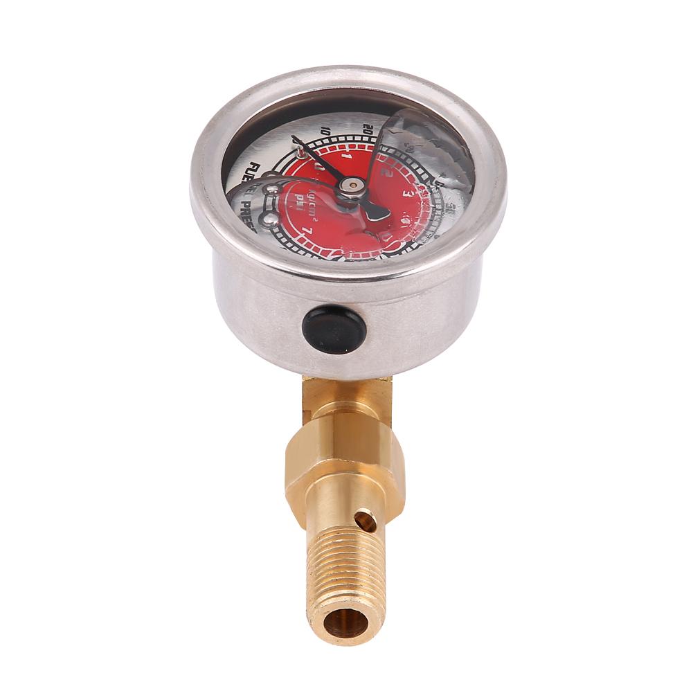 Universal Fuel Pressure Liquid Filled Regulator Gauge Adapter Kit 0 100PSI Red