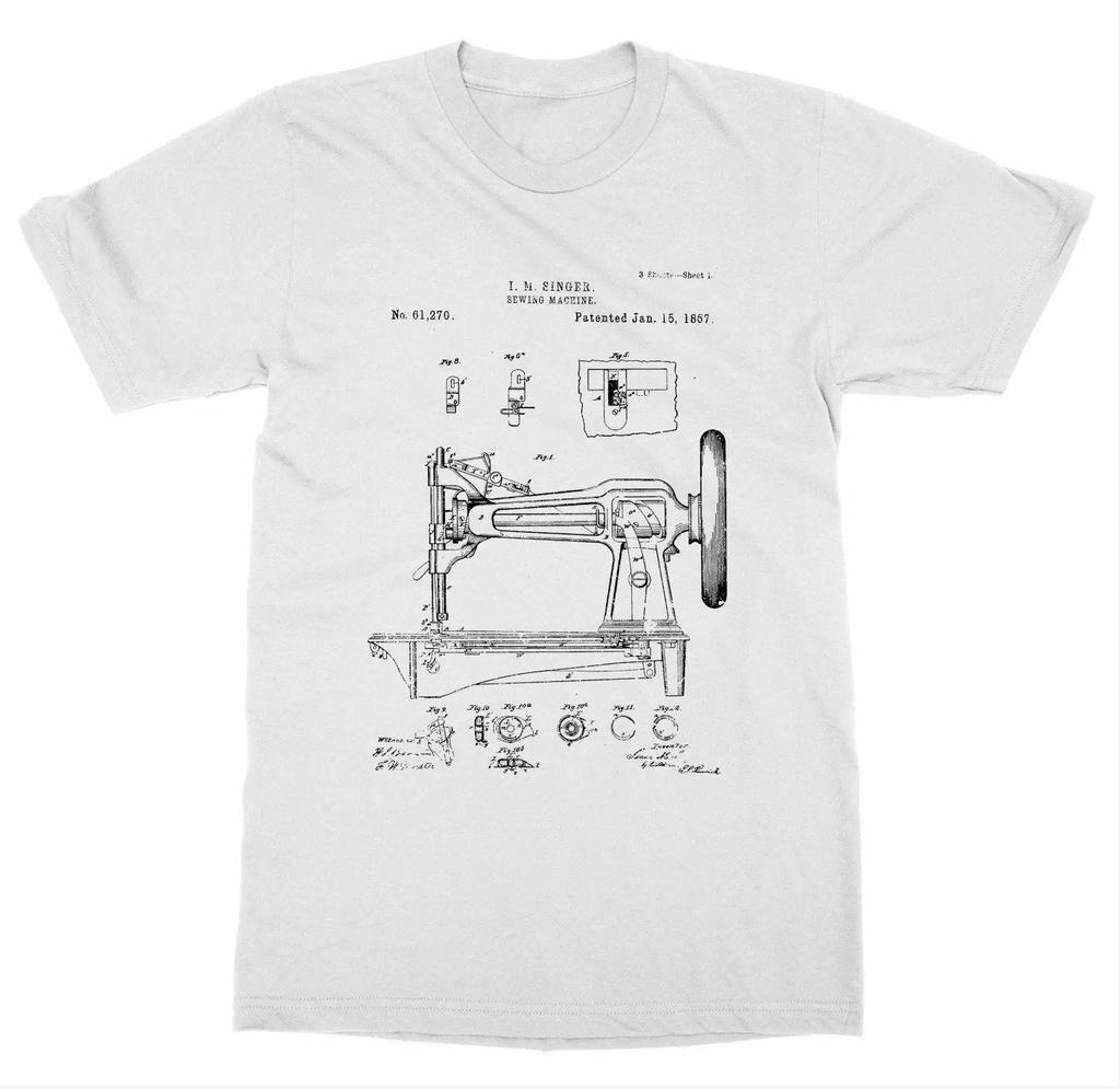 Sewing Machine Exploded Design Drawing of Parts Premium TShirt Cotton Short Sleeve ONeck Mens T Shirt New S3XL