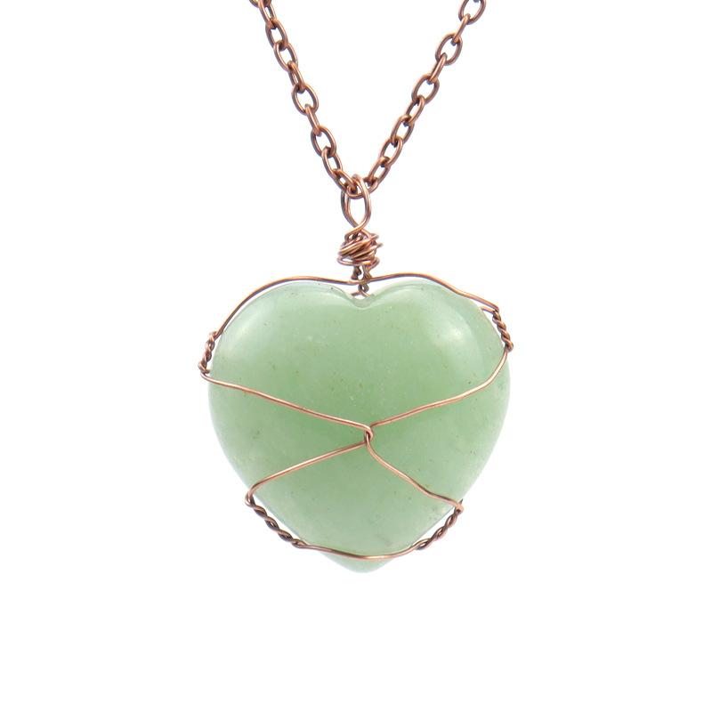 Hand-Wound Woven Tiger Stone Heart-Shaped Love Rough Stone Natural Crystal Stone Necklace N549