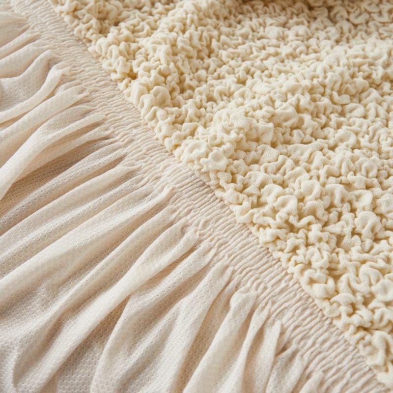 High End Cream Cloud Skirt Sofa Cover Elastic All Inclusive Four Season Solid Color Simple Sofa Cover