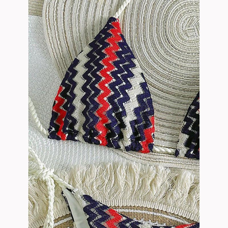 Micro Bikini Damen Handgefertigt Häkelstrick Bademode Neckholder Badeanzug Badeanzug Biquini String Zweiteiliges Bikini-Set