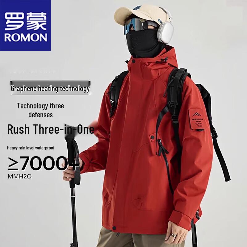 

ROMON Men s 3-in-1 Windproof Fleece-Lined Jacket 3XL