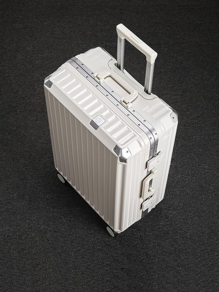 Aluminum Frame Suitcase with Silent Wheels - Wear-Resistant, 24-Inch Boarding Luggage for Students and Travelers