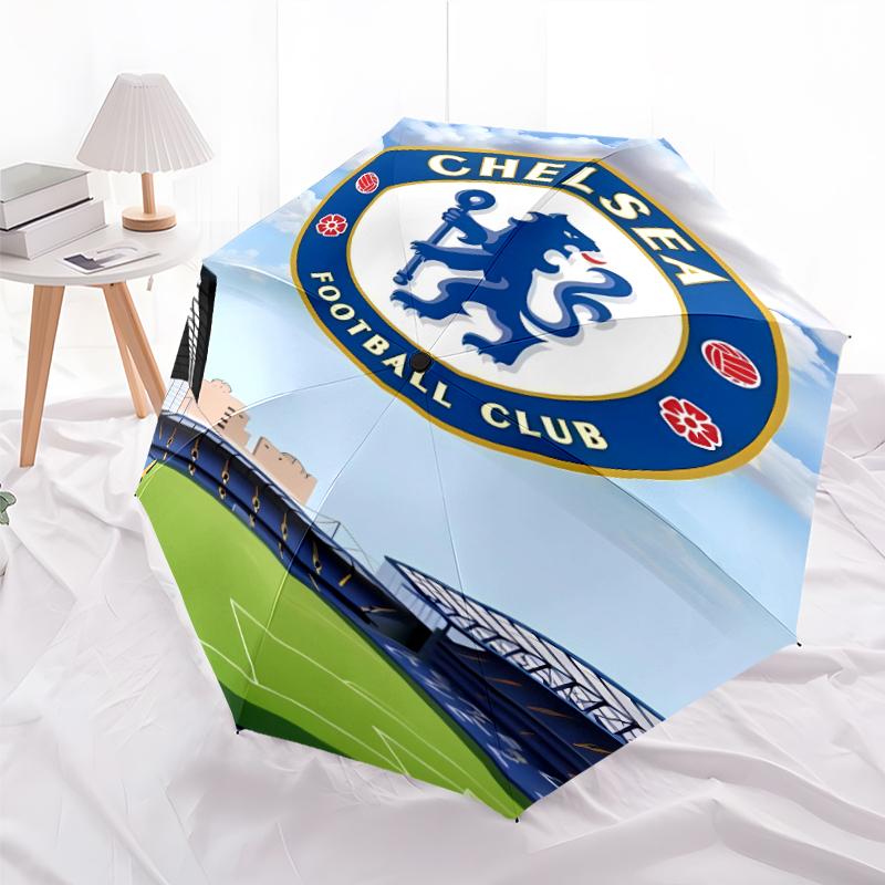 Printed Chelsea FC logo Printed Folding Umbrella,Outdoor,Leisure,And Travel Umbrella,Durable Umbrella Fabric,Birthday And Holiday Gift