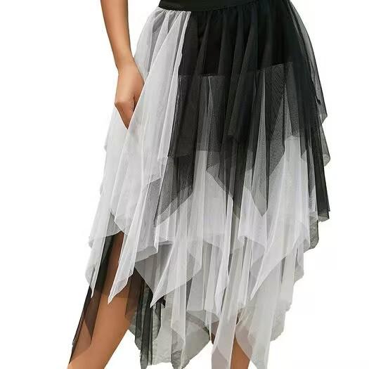 Sommer Damenrock Harajuku Casual Tüll Unterteil Mode Hohe Taille Midi Mesh Röcke Damenbekleidung