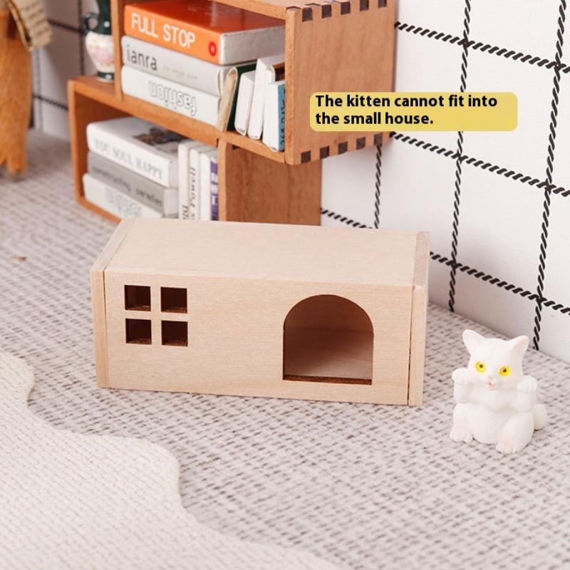1:12 Mini Pet Kennel Kit, Dollhouse Cat & Dog House, Miniature Furniture Decor & High Quality Plaything Attachment