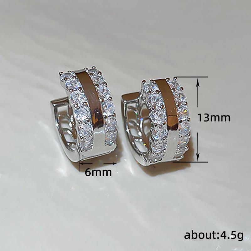 Temperament Celebrity Circle Ear Buckle Women'S C-Shaped Shiny Earrings, Korean Fashion Trend Earrings