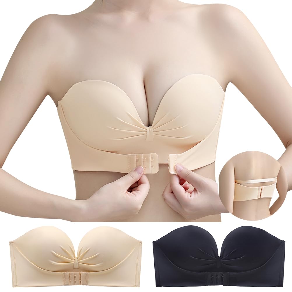 Strapless stringless bra by slip beautiful breasts and Tube high bra bust lift black skin [APIKIE] bra, [Favored dancers, multi-layered non-slip