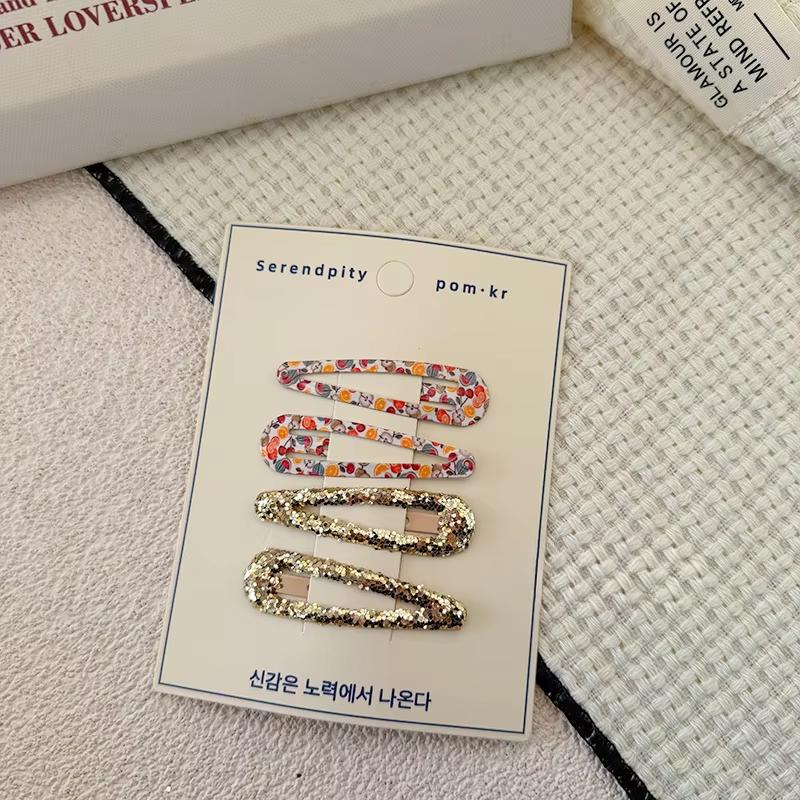 Lot de 4 barrettes d'été pour enfants, jolies pinces à cheveux à paillettes, style dessin animé, accessoires pour cheveux, couvre-chefs, Kawaii, nouvelle collection 2025
