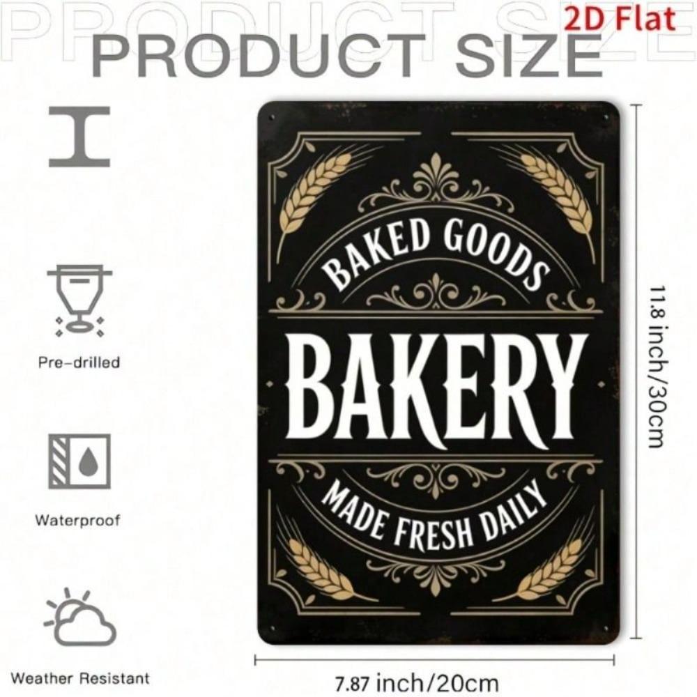 Vintage Baked Fresh Daily Bakery Tin Sign Retro Kitchen Wall Decor Metal Poster
