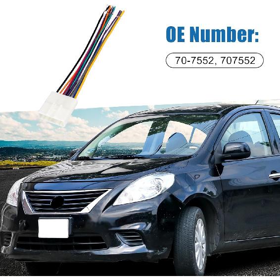 Car Stereo CD Player Wiring Harness Wire 70-7552 Radio Adapter Plug for Nissan Versa 2007-2012