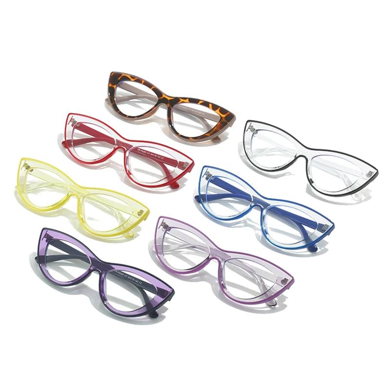 SHAUNA Ins Popular Fashion Cat Eye Contrast Color Women Glasses Frame Retro Clear Anti-Blue Light Men Optical Frame