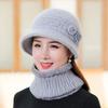Middle-aged and old knitted rabbit fur hat women's autumn and winter plush warm wool hat hat